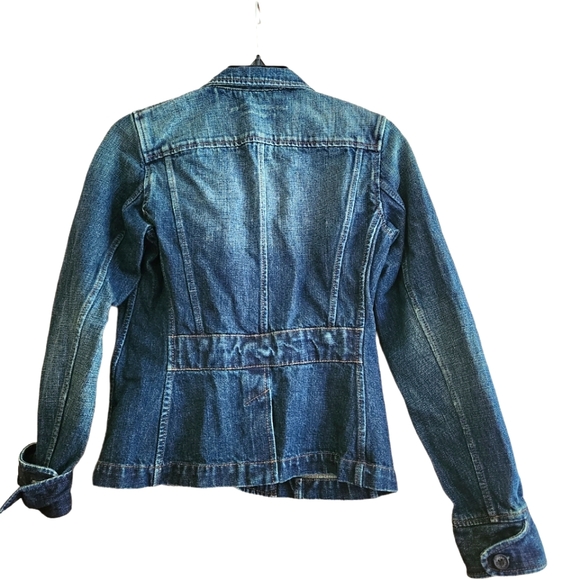 Lauren  Jeans Co Ralph Lauren Denim Jacket Blazer Hunting Style Leather Patch - Picture 2 of 5